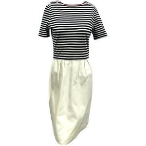 Pencil Dress Black White Stripe S Leslie Fay 60s 70s Short Sleeve VFG